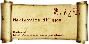 Maximovics Ányos névjegykártya